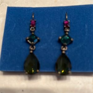 Avon dangling earrings. Jade, teal, and fuchsia